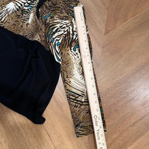 Vintage Suzie in the City Womens Animal Print Wrap V Neck Long Sleeve Top Size S - Picture 6 of 7